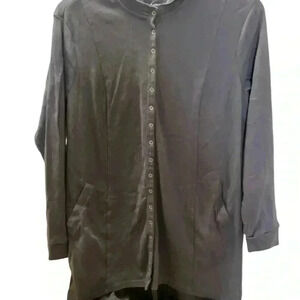 Linea Leisure Louis Dell'Olio Long GrayCotton Hoodie Jacket Size Large